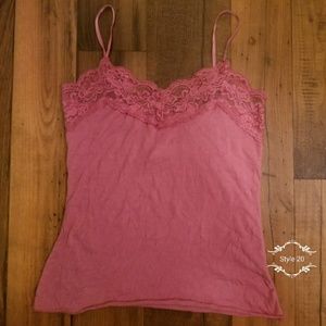 Lace Rose Pink Tank Top